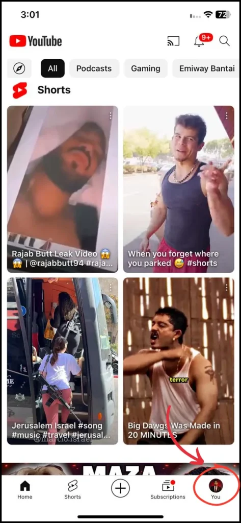 go to your youtube account