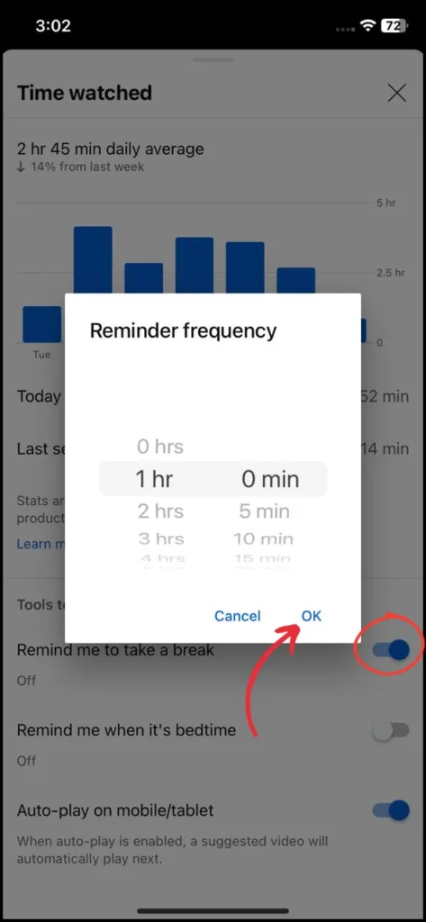set reminder on YouTube