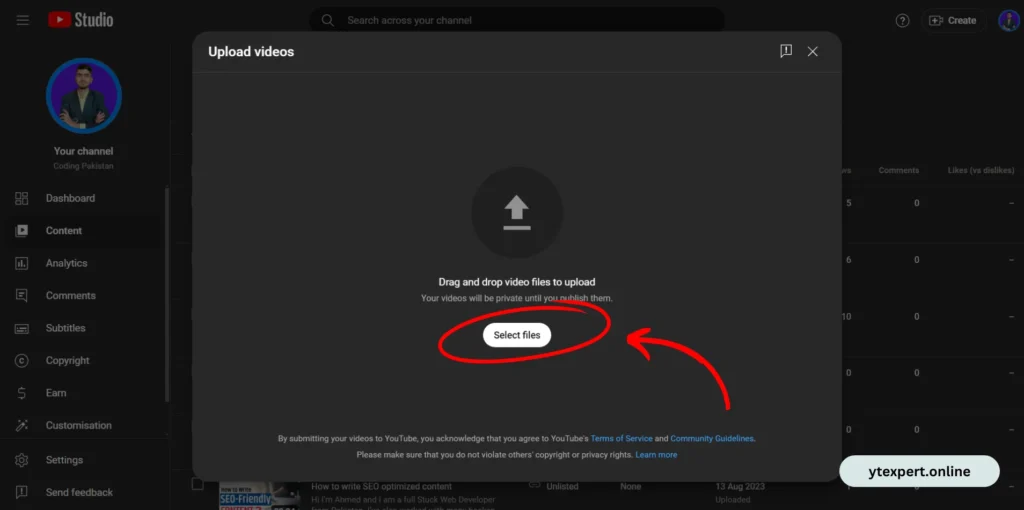 upload video that you want to unlisted