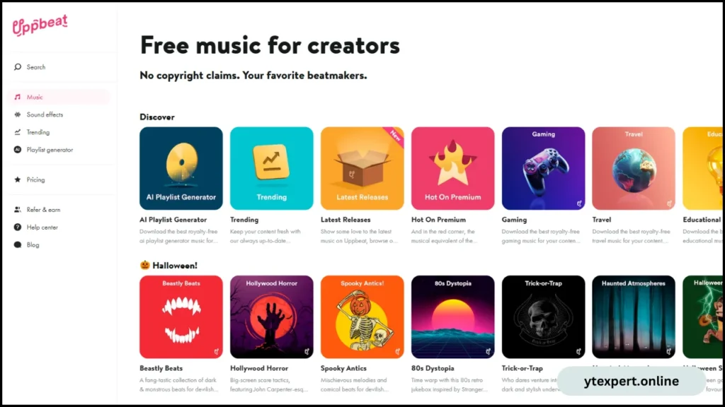 uppbeat music for content creator